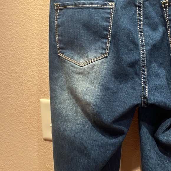 Lucky & Blessed Size 10 Boutique Jeans Blue Serape Fabric details, distressed - Picture 7 of 14